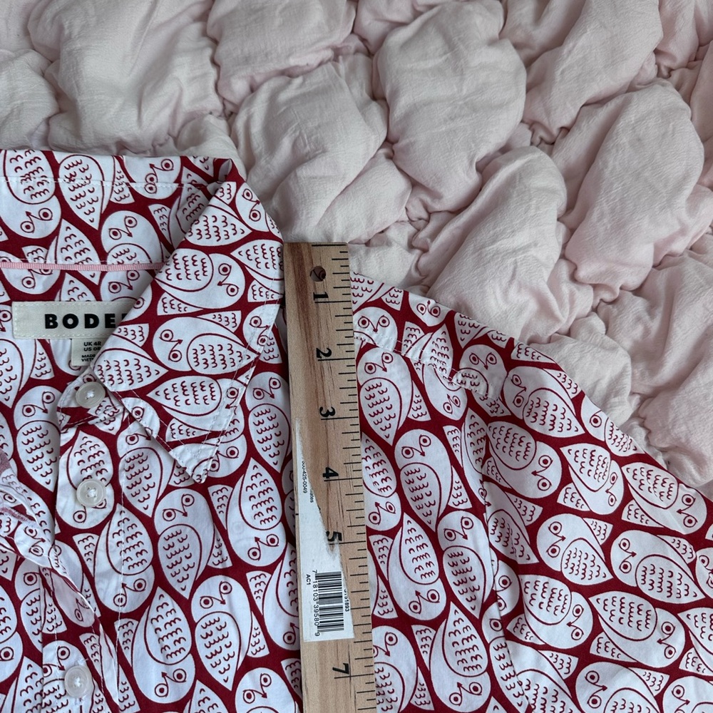 Boden Sienna Cotton Shirt Copper Owl Stamp Women’s 0 - Picture 6 of 10